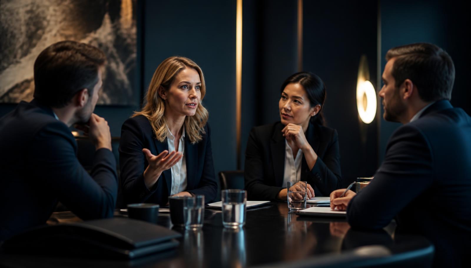 A team debrief where a leader asks for candid input after a presentation