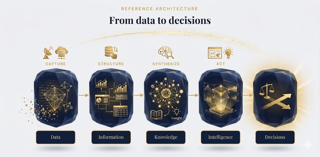 Reference Architecture: From data to decisions — Data, Information, Knowledge, Intelligence, Decisions